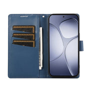 For Redmi K70 Ultra PU Genuine Leather Texture Embossed Line Phone Case(Blue)