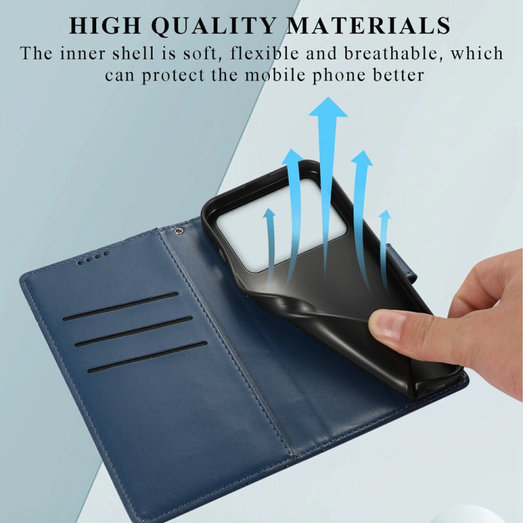 For Redmi K70 Ultra PU Genuine Leather Texture Embossed Line Phone Case(Blue)