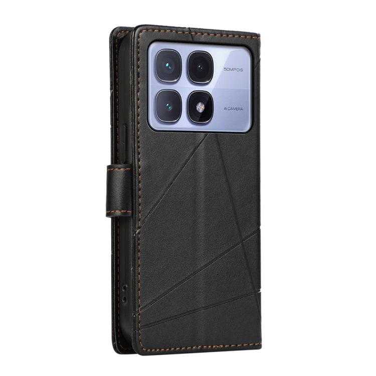 For Redmi K70 Ultra PU Genuine Leather Texture Embossed Line Phone Case(Black)