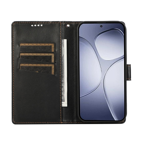 For Redmi K70 Ultra PU Genuine Leather Texture Embossed Line Phone Case(Black)