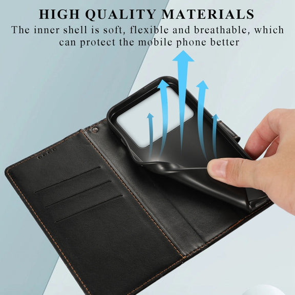 For Redmi K70 Ultra PU Genuine Leather Texture Embossed Line Phone Case(Black)