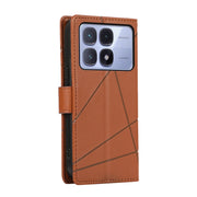 For Redmi K70 Ultra PU Genuine Leather Texture Embossed Line Phone Case(Brown)