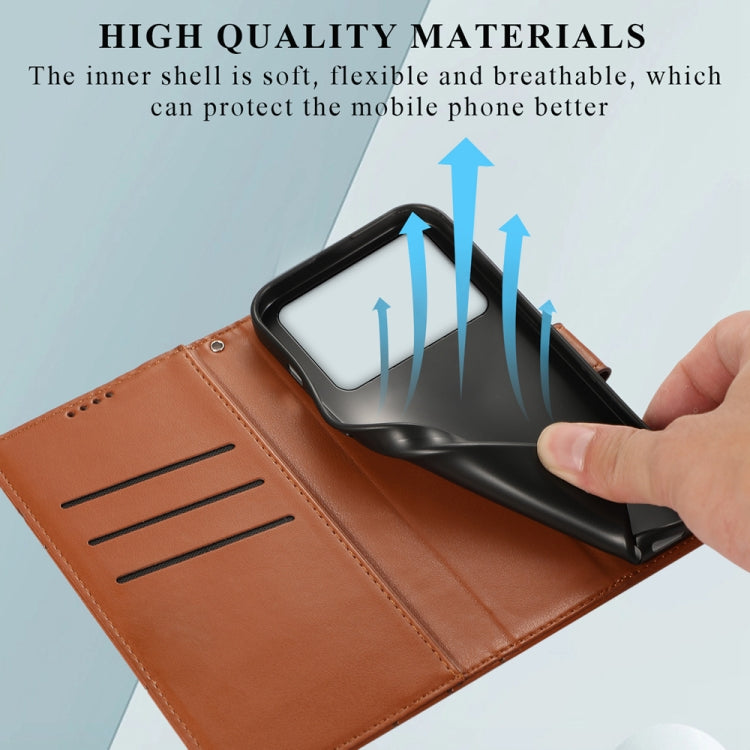 For Redmi K70 Ultra PU Genuine Leather Texture Embossed Line Phone Case(Brown)