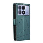 For Redmi K70 Ultra PU Genuine Leather Texture Embossed Line Phone Case(Green)