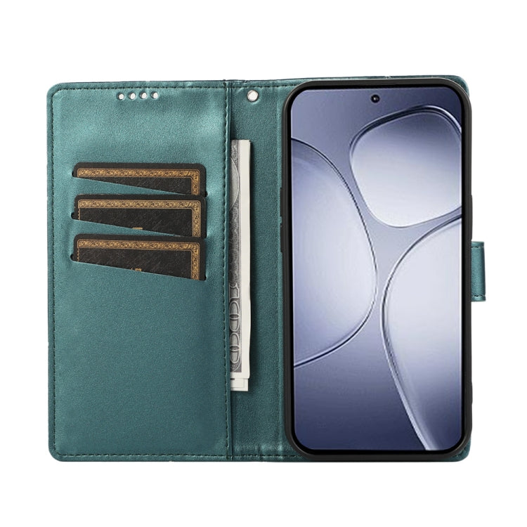 For Redmi K70 Ultra PU Genuine Leather Texture Embossed Line Phone Case(Green)