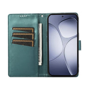 For Redmi K70 Ultra PU Genuine Leather Texture Embossed Line Phone Case(Green)