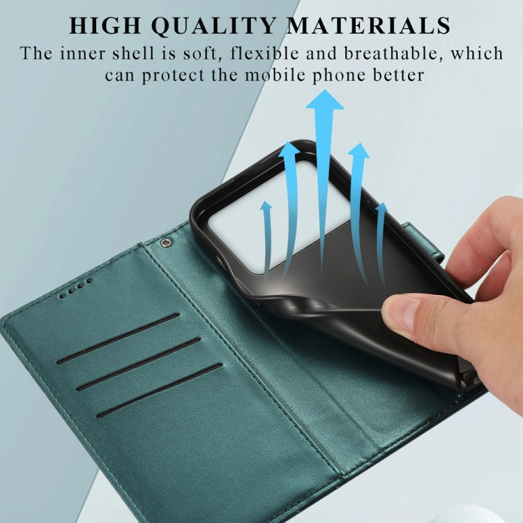 For Redmi K70 Ultra PU Genuine Leather Texture Embossed Line Phone Case(Green)