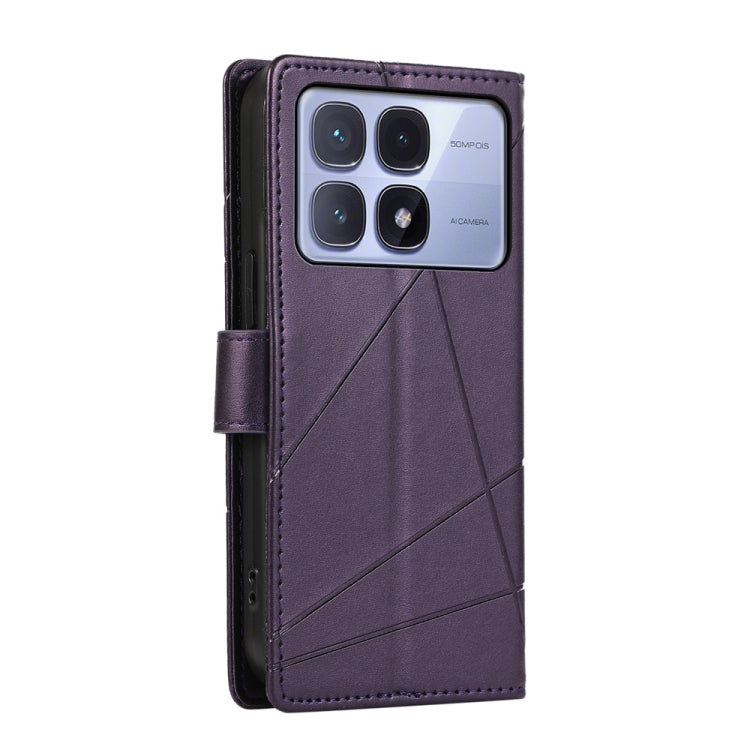For Redmi K70 Ultra PU Genuine Leather Texture Embossed Line Phone Case(Purple)