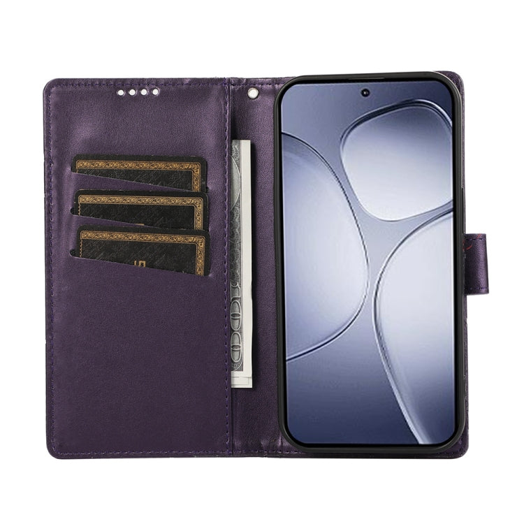 For Redmi K70 Ultra PU Genuine Leather Texture Embossed Line Phone Case(Purple)