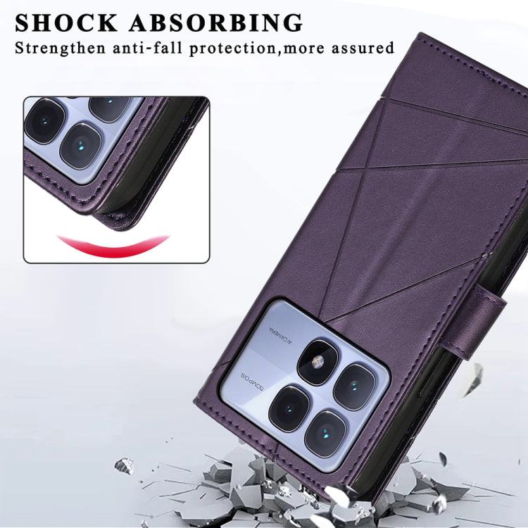For Redmi K70 Ultra PU Genuine Leather Texture Embossed Line Phone Case(Purple)