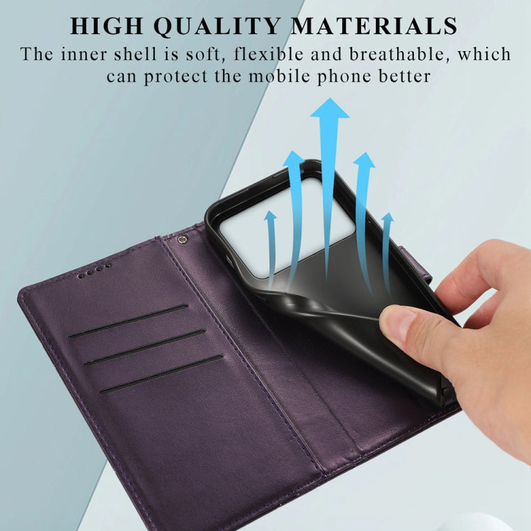 For Redmi K70 Ultra PU Genuine Leather Texture Embossed Line Phone Case(Purple)
