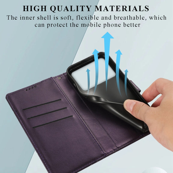For Redmi K70 Ultra PU Genuine Leather Texture Embossed Line Phone Case(Purple)