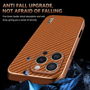 For iPhone 16 Pro AZNS Electroplated Edge Carbon Fiber Texture Phone Case(Blue)