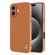 For iPhone 16 Plus AZNS Electroplated Edge Carbon Fiber Texture Phone Case(Brown) - free shipping - PMC TechLife - Order now!