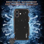 For iPhone 16 AZNS Electroplated Edge Carbon Fiber Texture Phone Case(Blue)