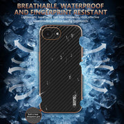 For iPhone 16e AZNS Electroplated Edge Carbon Fiber Texture Phone Case(Black)