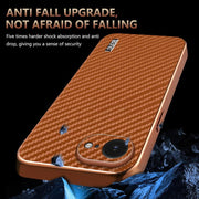 For iPhone 16e AZNS Electroplated Edge Carbon Fiber Texture Phone Case(Blue)