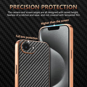 For iPhone 16e AZNS Electroplated Edge Carbon Fiber Texture Phone Case(Blue)