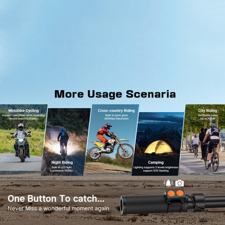 C3 Pro 2 inch IPS Color Screen IPX5 Water-resistant Video Recording Lighting Cycling Camera(Black)