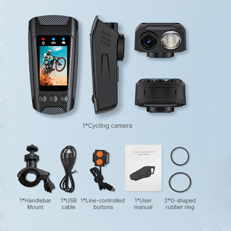C3 Pro 2 inch IPS Color Screen IPX5 Water-resistant Video Recording Lighting Cycling Camera(Black)