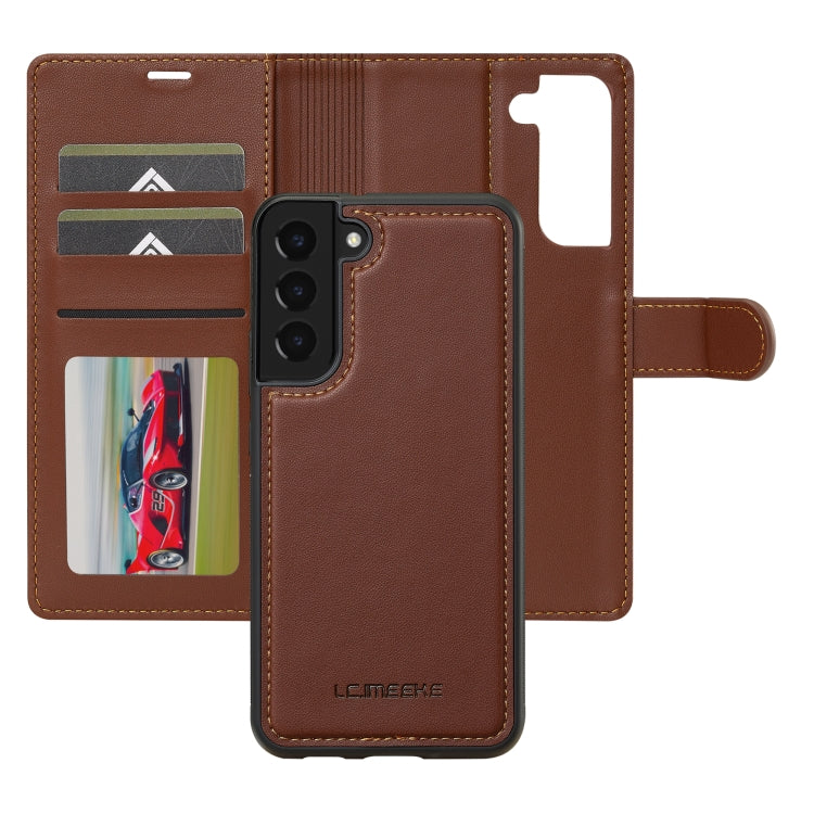 For Samsung Galaxy S22+ 5G LC.IMEEKE L2 Series Detachable Magsafe PU Phone Case with Lanyard(Brown)