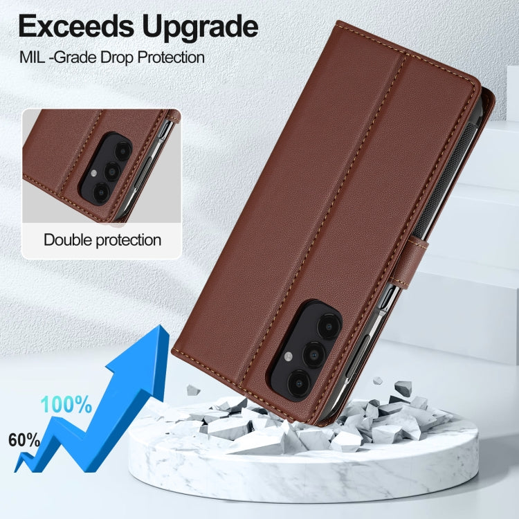 For Samsung Galaxy S22+ 5G LC.IMEEKE L2 Series Detachable Magsafe PU Phone Case with Lanyard(Brown)