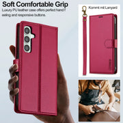 For Samsung Galaxy S23 FE 5G LC.IMEEKE L2 Series Detachable Magsafe PU Phone Case with Lanyard(Red)