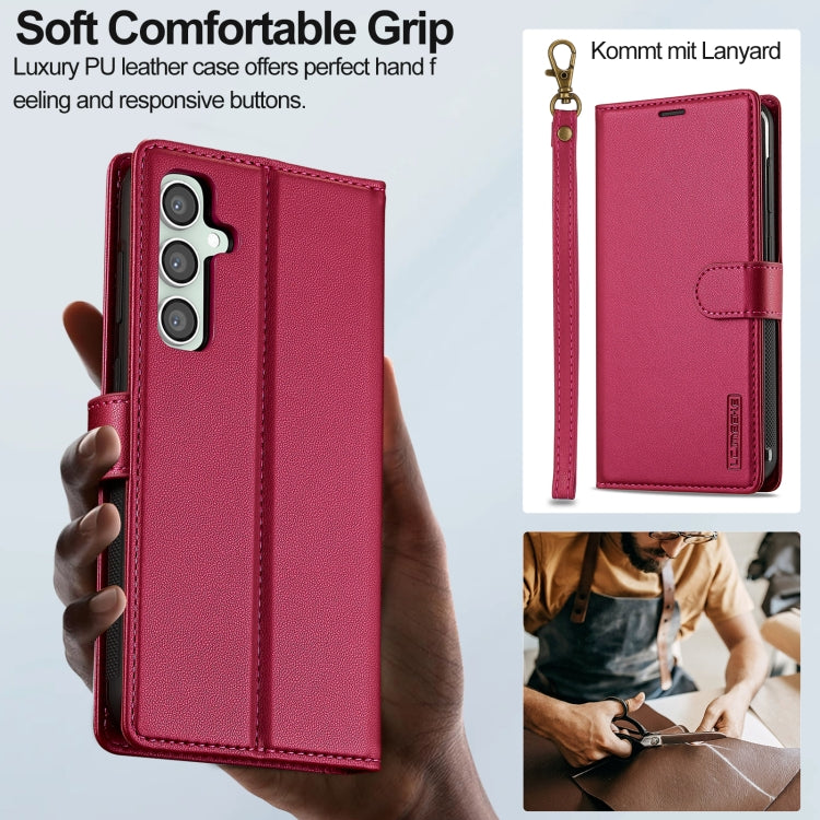 For Samsung Galaxy S23 FE 5G LC.IMEEKE L2 Series Detachable Magsafe PU Phone Case with Lanyard(Red)