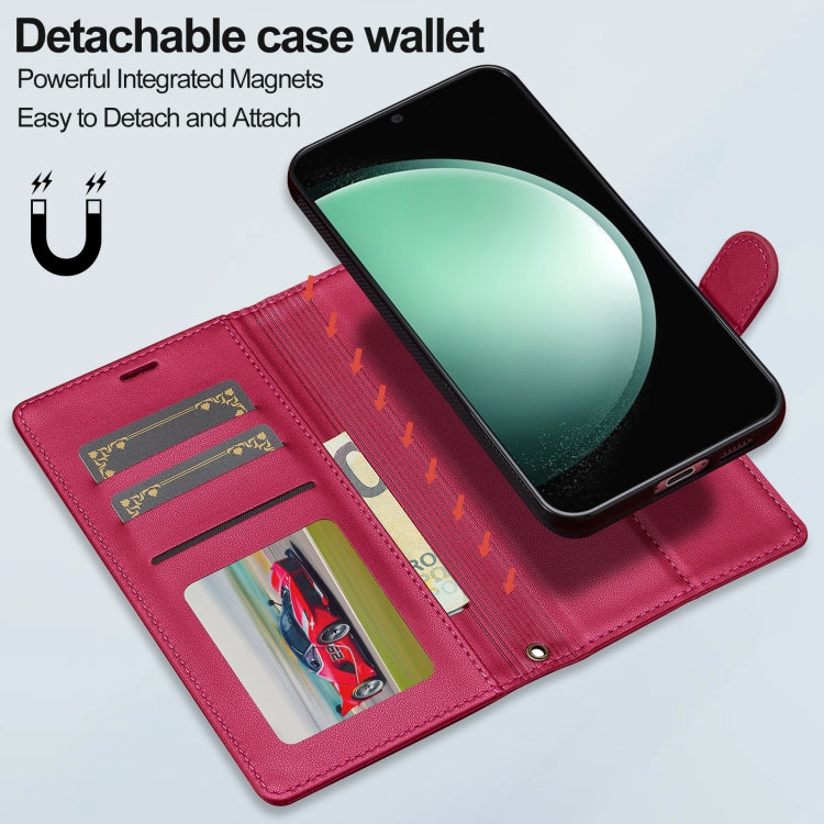 For Samsung Galaxy S23 FE 5G LC.IMEEKE L2 Series Detachable Magsafe PU Phone Case with Lanyard(Red)