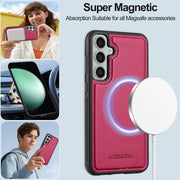 For Samsung Galaxy S23 FE 5G LC.IMEEKE L2 Series Detachable Magsafe PU Phone Case with Lanyard(Red)