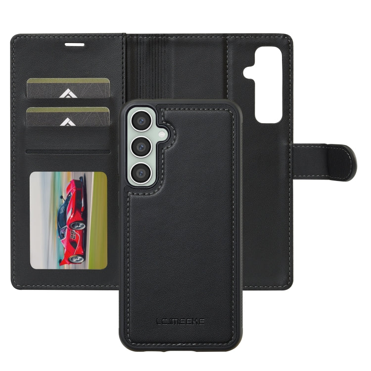 For Samsung Galaxy S24 5G LC.IMEEKE L2 Series Detachable Magsafe PU Phone Case with Lanyard(Black)