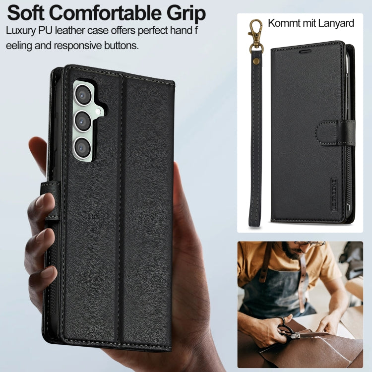 For Samsung Galaxy S24 5G LC.IMEEKE L2 Series Detachable Magsafe PU Phone Case with Lanyard(Black)