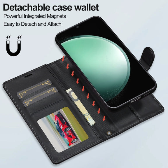 For Samsung Galaxy S24 5G LC.IMEEKE L2 Series Detachable Magsafe PU Phone Case with Lanyard(Black)