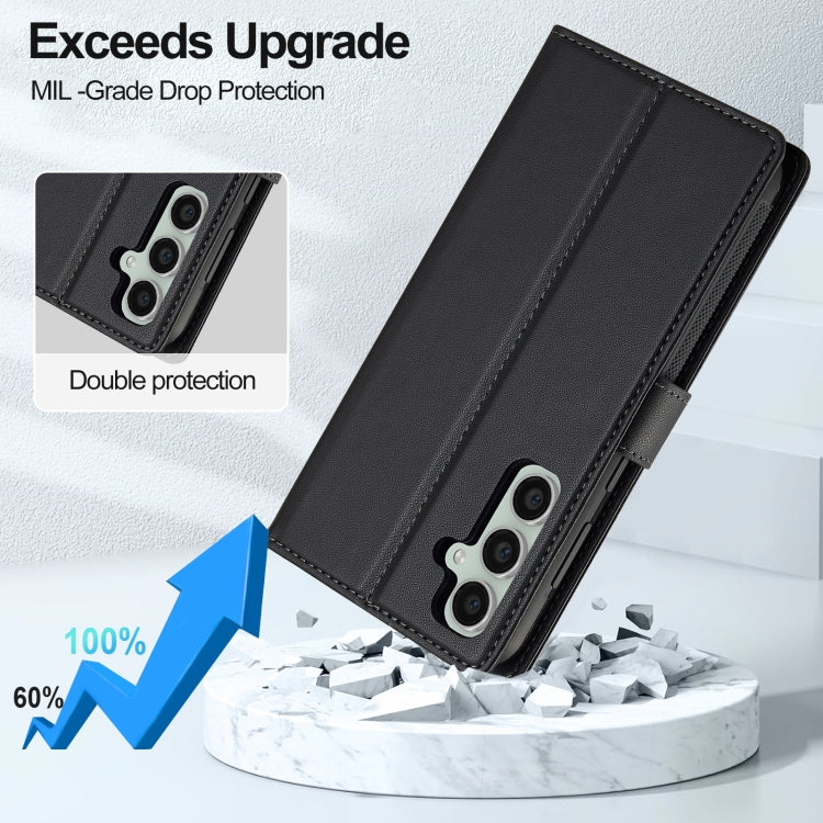 For Samsung Galaxy S24 5G LC.IMEEKE L2 Series Detachable Magsafe PU Phone Case with Lanyard(Black)