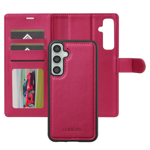 For Samsung Galaxy S24+ 5G LC.IMEEKE L2 Series Detachable Magsafe PU Phone Case with Lanyard(Red)