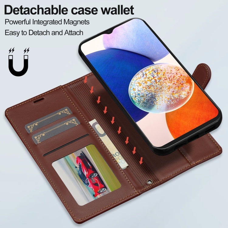 For Samsung Galaxy S20 FE 5G LC.IMEEKE L2 Series Detachable Magsafe PU Phone Case with Lanyard(Brown)