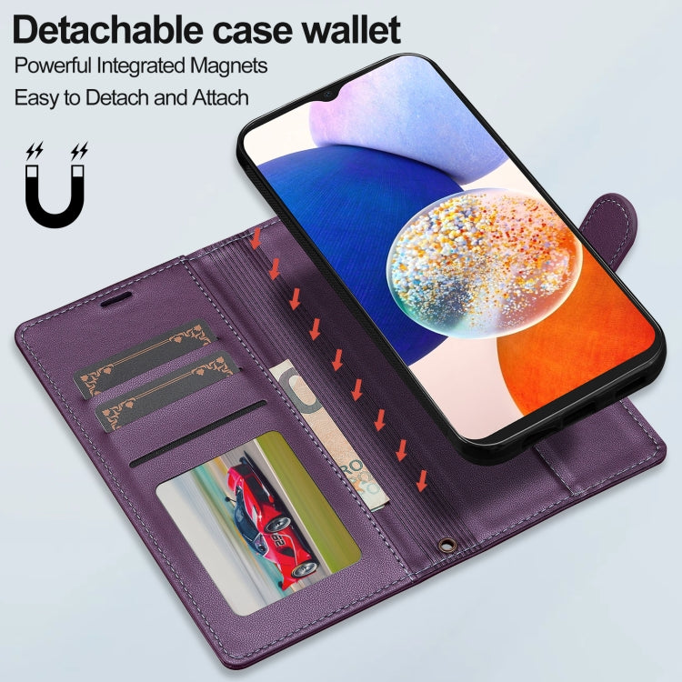 For Samsung Galaxy S20 FE 5G LC.IMEEKE L2 Series Detachable Magsafe PU Phone Case with Lanyard(Purple)