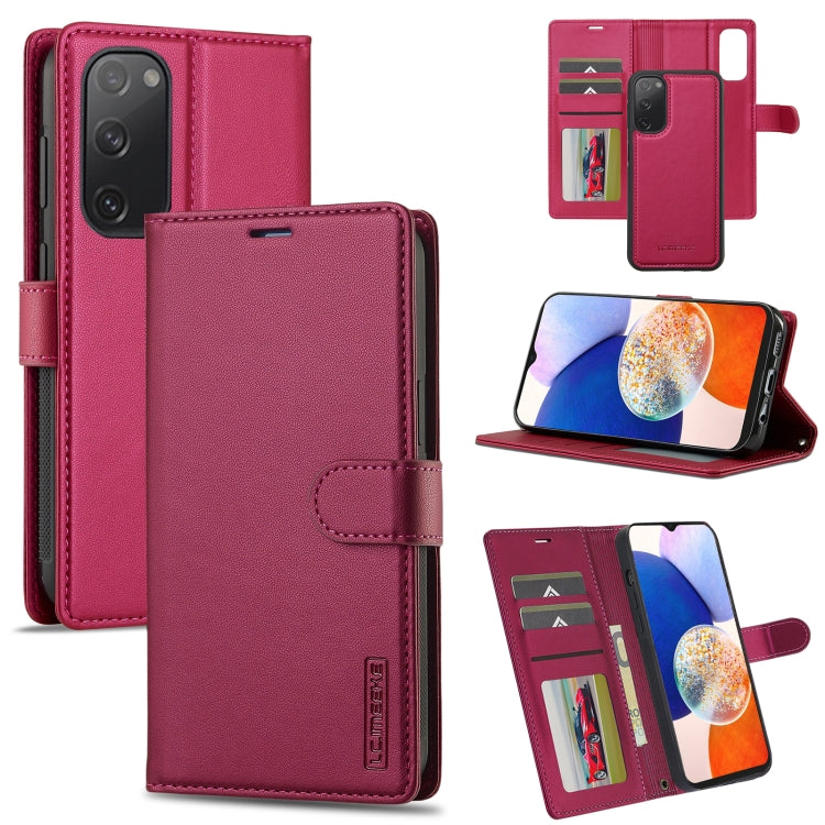 For Samsung Galaxy S20 FE 5G LC.IMEEKE L2 Series Detachable Magsafe PU Phone Case with Lanyard(Red)