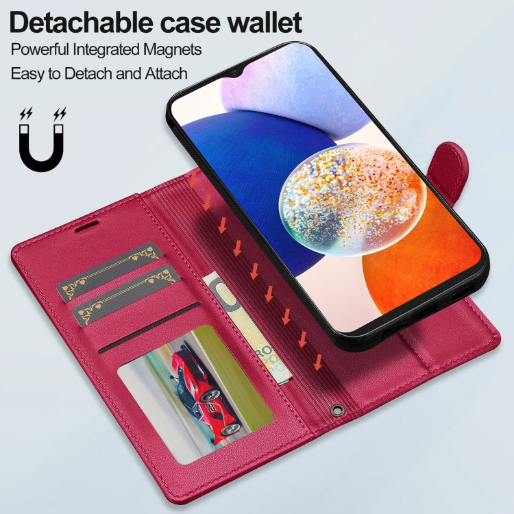 For Samsung Galaxy S20 FE 5G LC.IMEEKE L2 Series Detachable Magsafe PU Phone Case with Lanyard(Red)