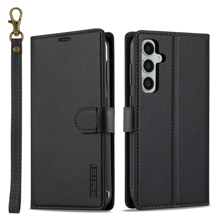 For Samsung Galaxy A55 5G LC.IMEEKE L2 Series Detachable Magsafe PU Phone Case with Lanyard(Black)