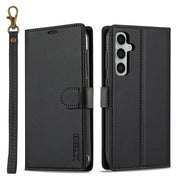 For Samsung Galaxy A55 5G LC.IMEEKE L2 Series Detachable Magsafe PU Phone Case with Lanyard(Black)