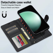 For Samsung Galaxy A55 5G LC.IMEEKE L2 Series Detachable Magsafe PU Phone Case with Lanyard(Black)