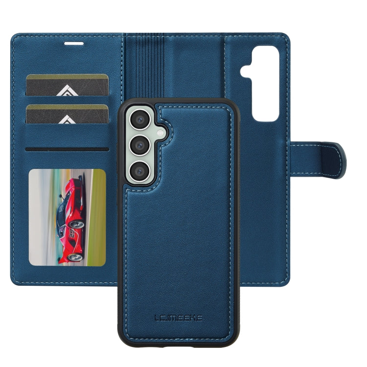 For Samsung Galaxy A55 5G LC.IMEEKE L2 Series Detachable Magsafe PU Phone Case with Lanyard(Blue)