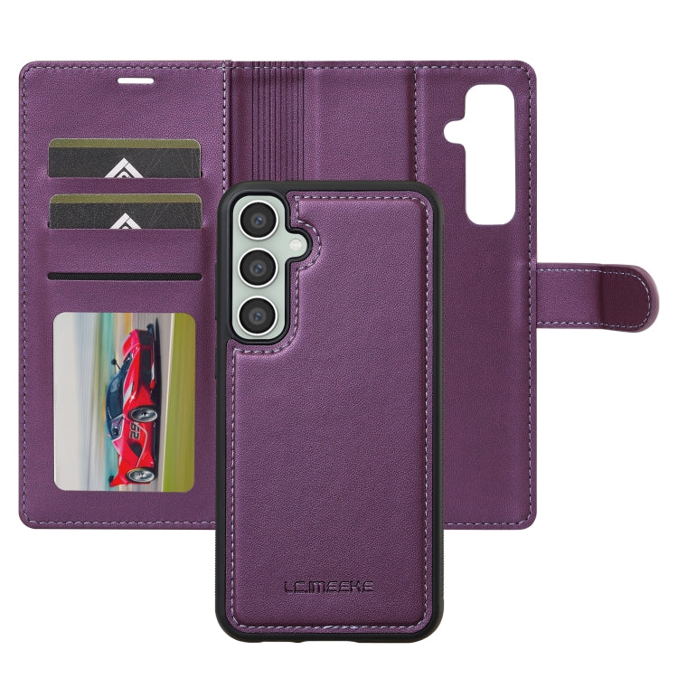 For Samsung Galaxy A55 5G LC.IMEEKE L2 Series Detachable Magsafe PU Phone Case with Lanyard(Purple)
