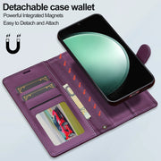 For Samsung Galaxy A55 5G LC.IMEEKE L2 Series Detachable Magsafe PU Phone Case with Lanyard(Purple)