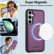 For Samsung Galaxy A55 5G LC.IMEEKE L2 Series Detachable Magsafe PU Phone Case with Lanyard(Purple)