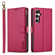 For Samsung Galaxy A55 5G LC.IMEEKE L2 Series Detachable Magsafe PU Phone Case with Lanyard(Red)