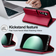 For Samsung Galaxy A55 5G LC.IMEEKE L2 Series Detachable Magsafe PU Phone Case with Lanyard(Red)