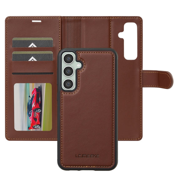 For Samsung Galaxy A35 5G LC.IMEEKE L2 Series Detachable Magsafe PU Phone Case with Lanyard(Brown)