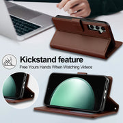 For Samsung Galaxy A35 5G LC.IMEEKE L2 Series Detachable Magsafe PU Phone Case with Lanyard(Brown)